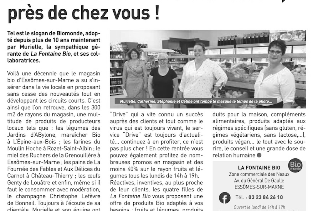 publi reportage Autant en emporte la Marne La Fontaine Bio 14 septembre 2020